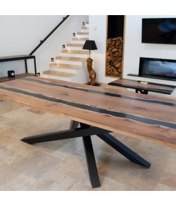 Walnut and Black Resin Table