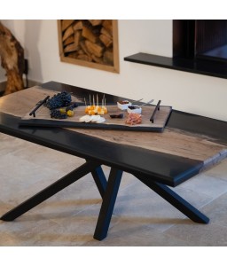 Walnut and Black Resin Coffee Table
