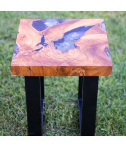 Coffe Table in Teak Wood and Transparent Resin