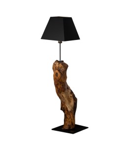 Unique Lamp in Olive Wood and Steel Lampshade