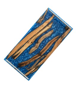 Floating Wood and Blue Resin Top