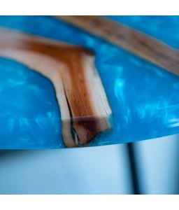 Floating Wood Coffee Table and Blue Resins