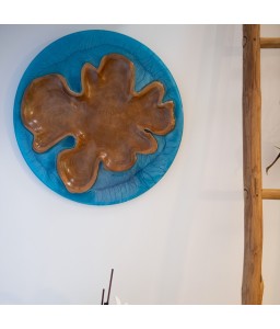 Works of Art in Teak and Blue Epoxy Resin