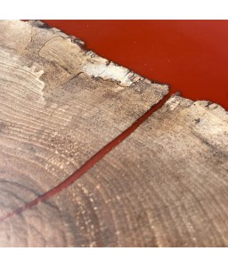 Works of Art in Walnut Wood & Red Epoxy