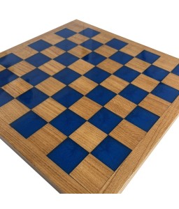 Chessboard in Oak Wood and Blue Epoxy