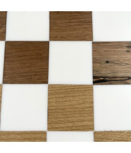 Chessboard in Oak & walnut and White Epoxy
