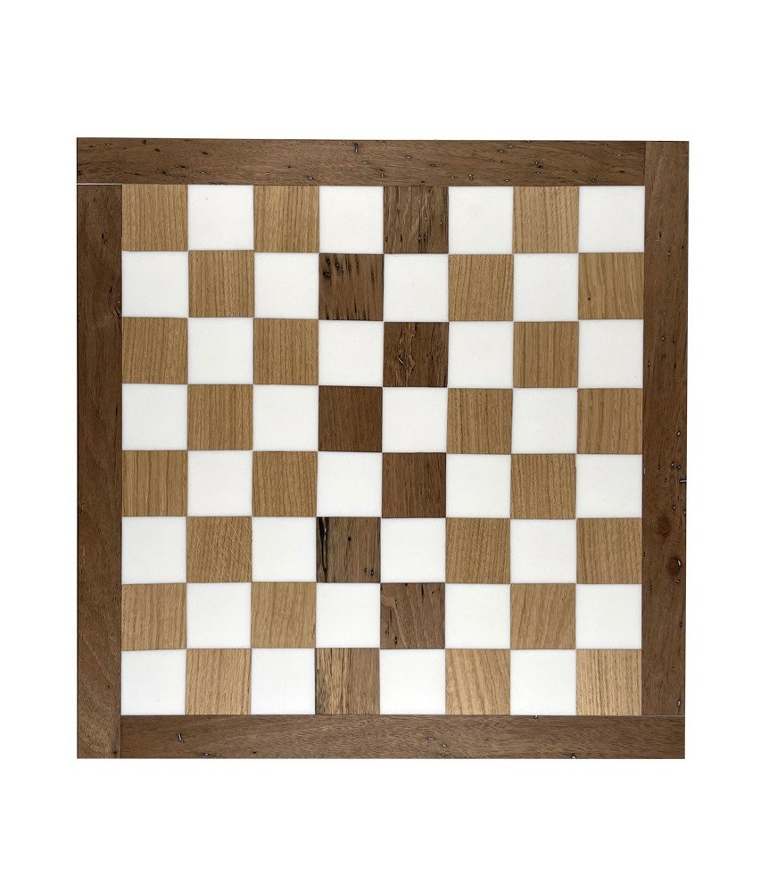 Chessboard in Oak & walnut and White Epoxy