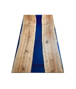 Table in Walnut Wood and Blue Epoxy Resin