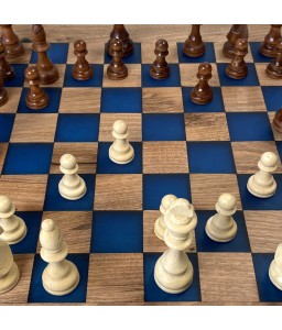 Walnut and Blue Epoxy Chess Board