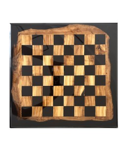 Olive Wood and Epoxy Black Chessboard