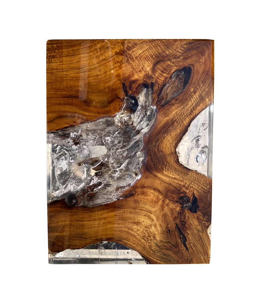 Taburete de diseño en madera de Teca y resina epoxi