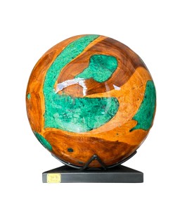 Boule en Bois de Teck et Resine Verte