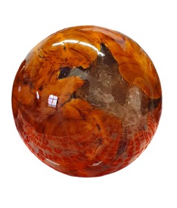 Boule en Teck Massif et époxy Transparente