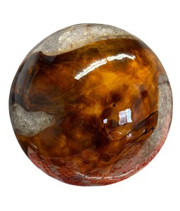Boule en Teck Massif et Résine époxy Transparente