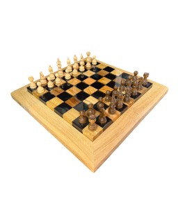 Chessboard in Oak and Walnut with Black Epoxy Coating