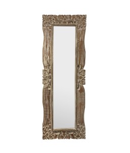 Miroir Géant en Bois d'albésia Naturel et Blanc