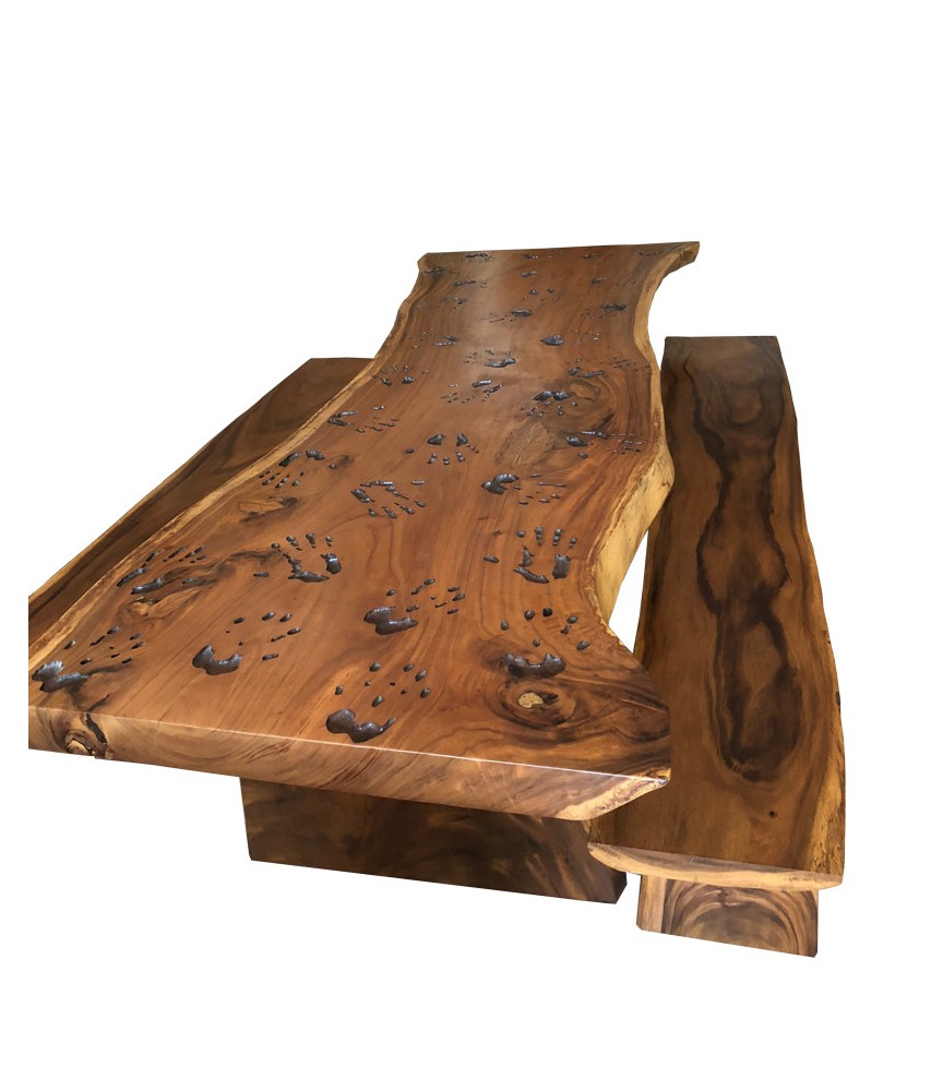 Table Luxe en Bois Exotique Design Mains Sculptés