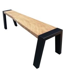 Banc en Suar avec Pieds en Métal Noir