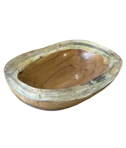 Basket in Teak Wood and Transparent Resin
