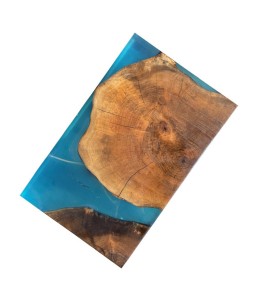 Walnut Wood and Turquoise Resin Coffee Table